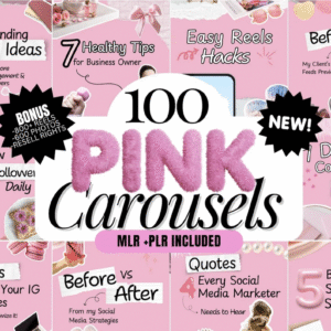100 Elegant Pink Instagram Carousel Layouts | Customizable Canva PLR MRR