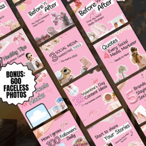 100 Elegant Pink Instagram Carousel Layouts | Customizable Canva PLR MRR